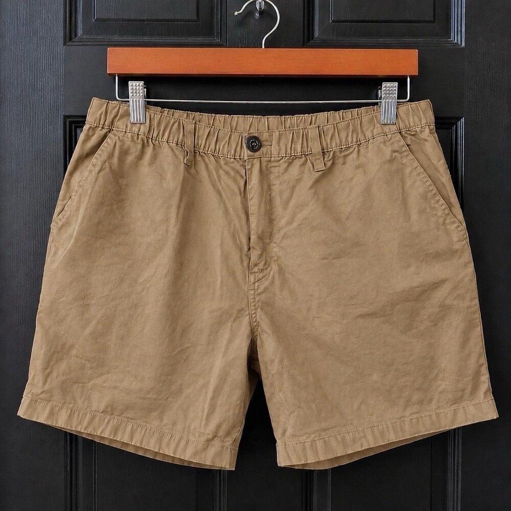 Chubbies Men’s XL Khaki Tan Stretch Chino Shorts 7” Inseam Elastic Waist